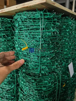 Filo spinato verde, filo spinato doppio ritorto, filo spinato rivestito in PVC per recinzione di sicurezza agricola