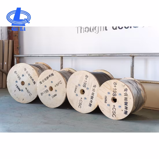 Fune metallica non zincata per ascensore 8X19s+sisal core in acciaio